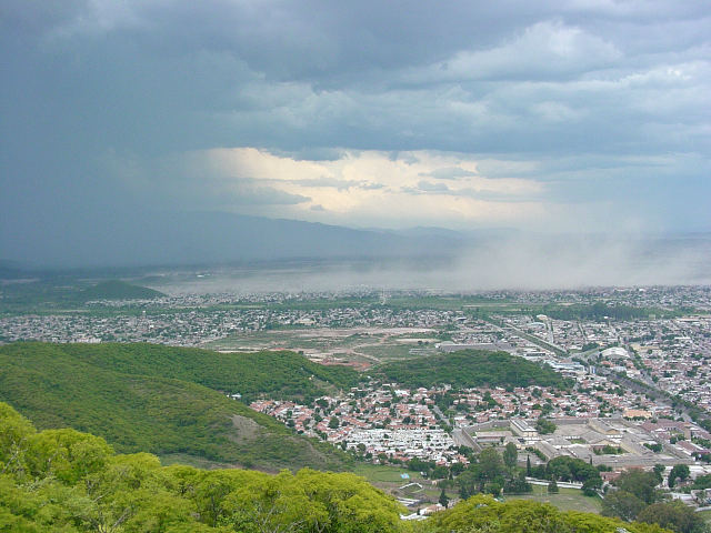 Storm clouds gather and a dust storm rages, Salta